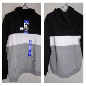 Puma Colorblock Stripe Pullover Fleece Hoodie NWT